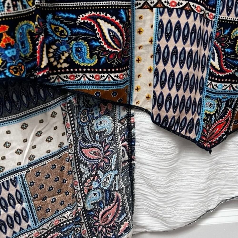 Pol Patchwork Asymmetrical Long Sleeve Shirt Tuni… - image 7